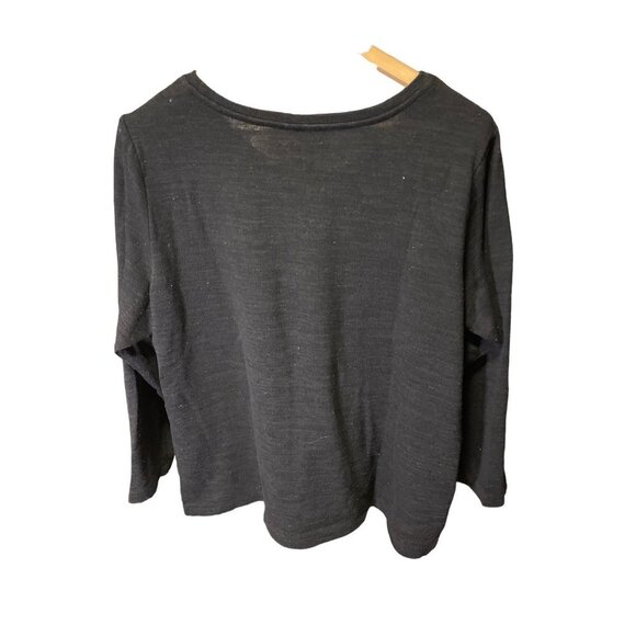 CJ Banks Black Round Neck 3/4 Sleeve Snowflake Sweater - Picture 2 of 10